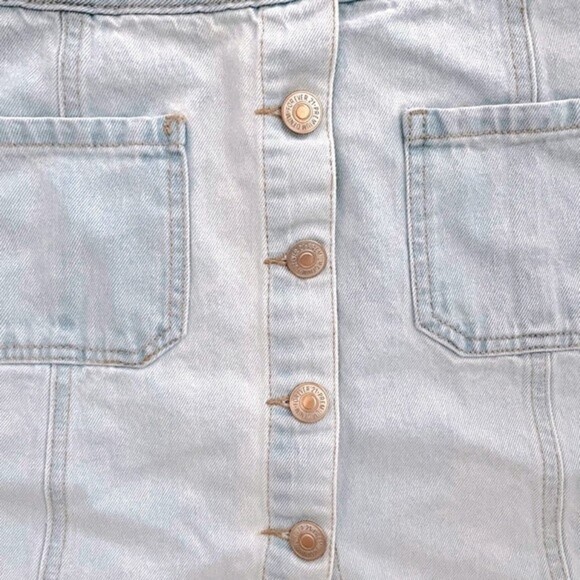 Forever 21 Denim Mini Skirt Light Wash Blue Button Front Y2K Womens Size Large - Picture 3 of 8